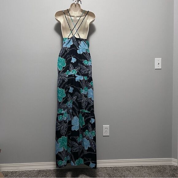 Loft Blue Floral Spaghetti Strap Maxi Dress Size 16M - Picture 4 of 9